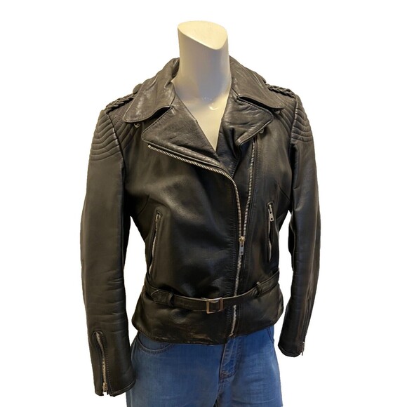 HARLEY DAVIDSON HEIN GERICKE Women's Vtg 80s Black Leather Motorcycle Jacket Sm - Picture 11 of 12